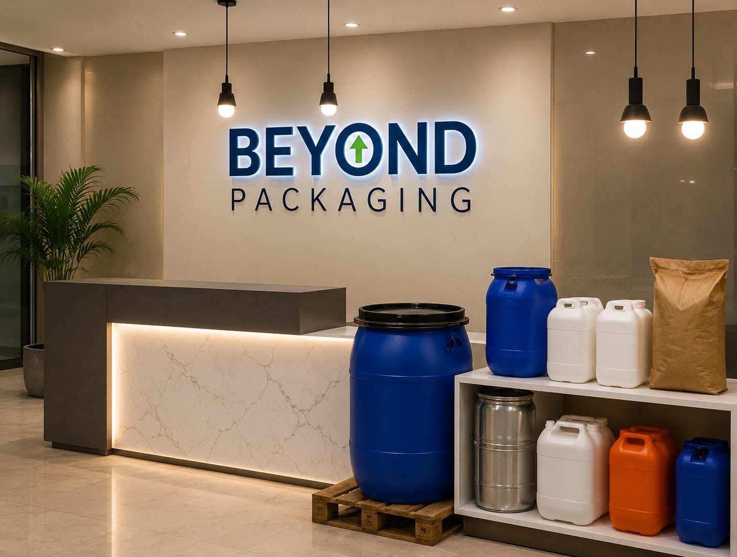 Beyond Packaging office and product display